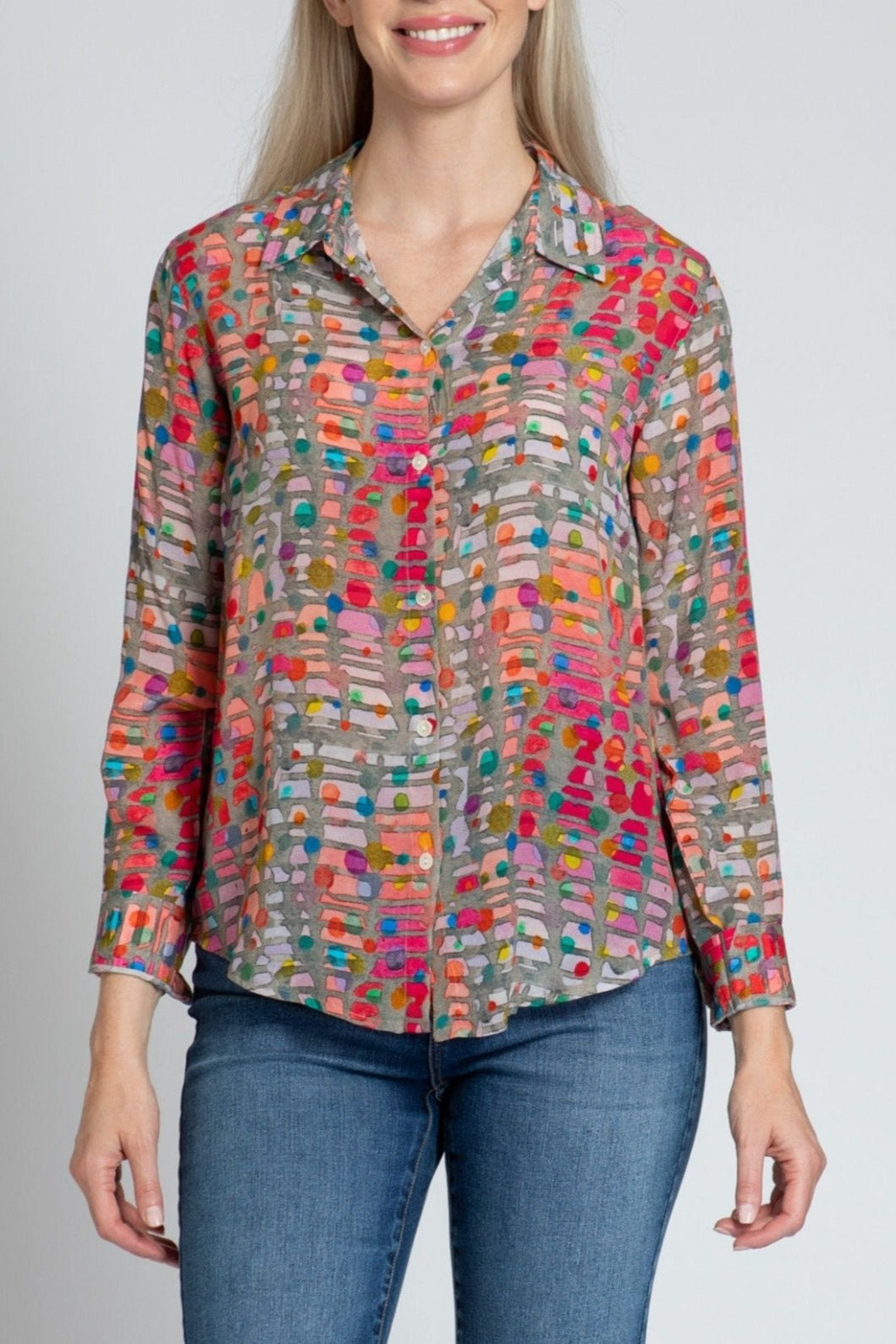 Colour Theory Confetti Print - Button-up With Roll-up Sleeve