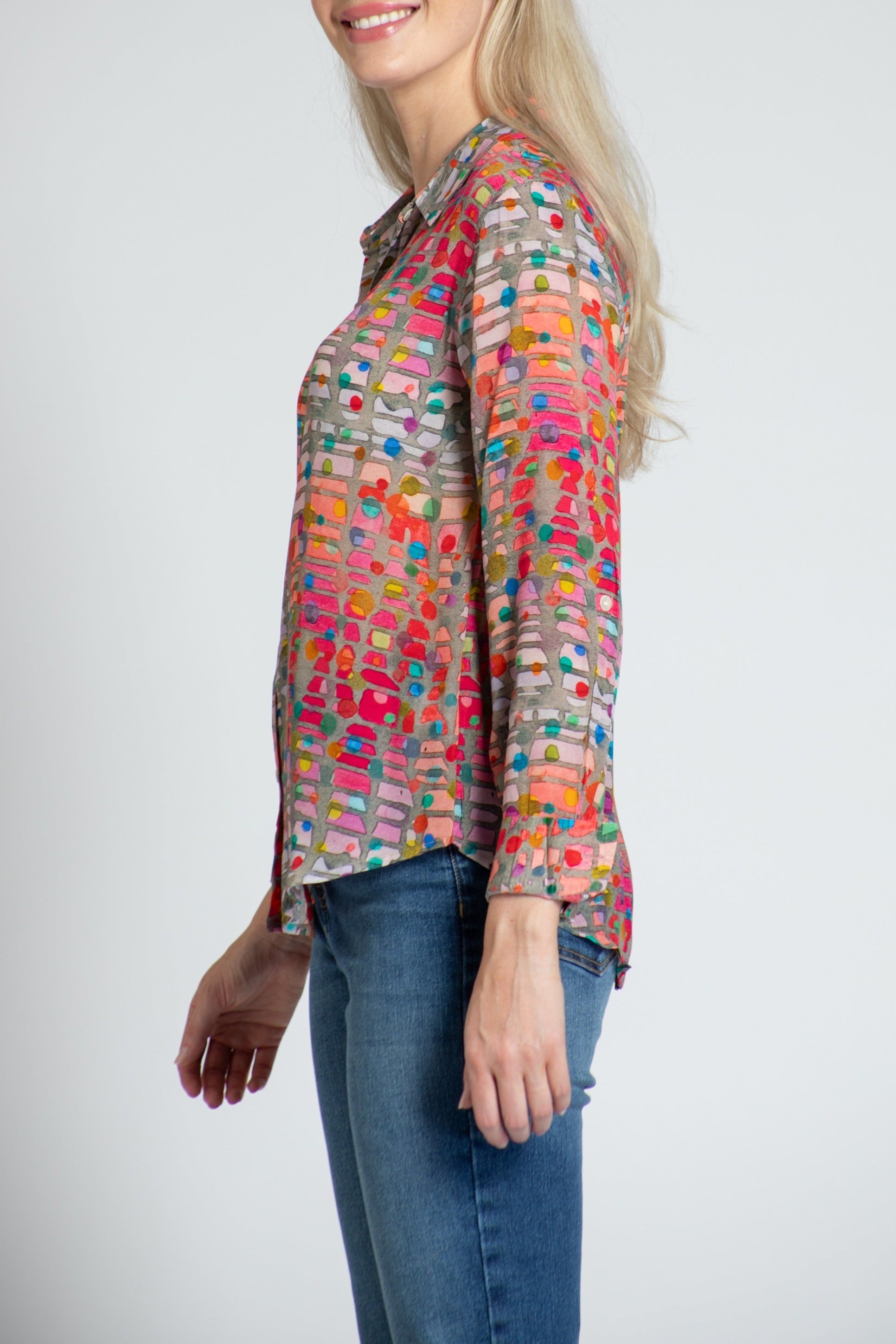 Colour Theory Confetti Print - Button-up With Roll-up Sleeve
