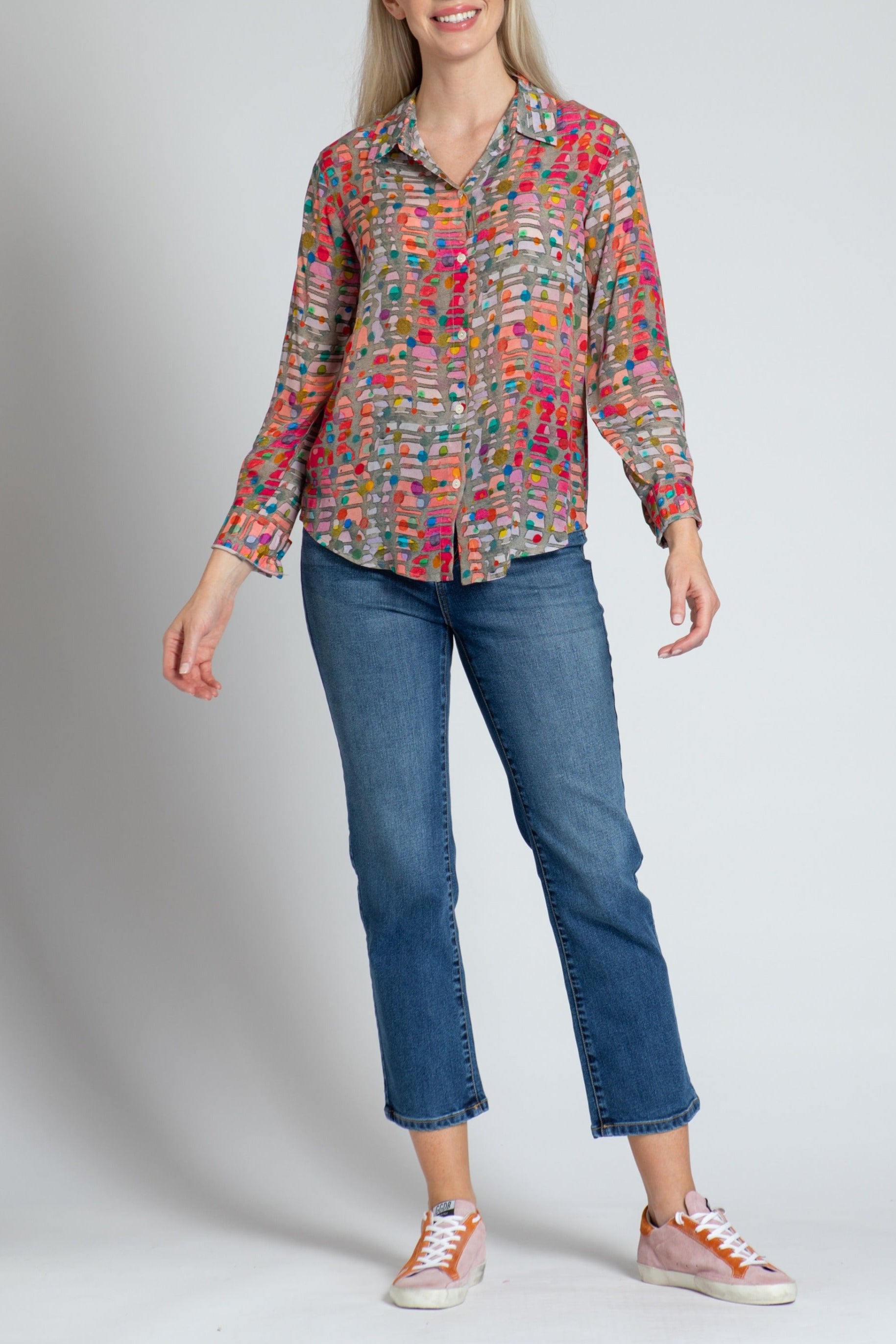 Colour Theory Confetti Print - Button-up With Roll-up Sleeve