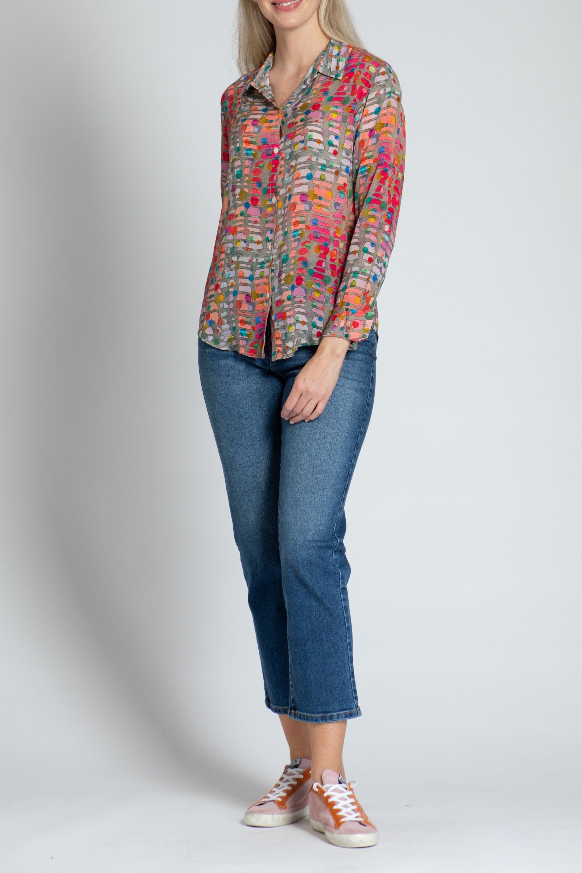 Colour Theory Confetti Print - Button-up With Roll-up Sleeve