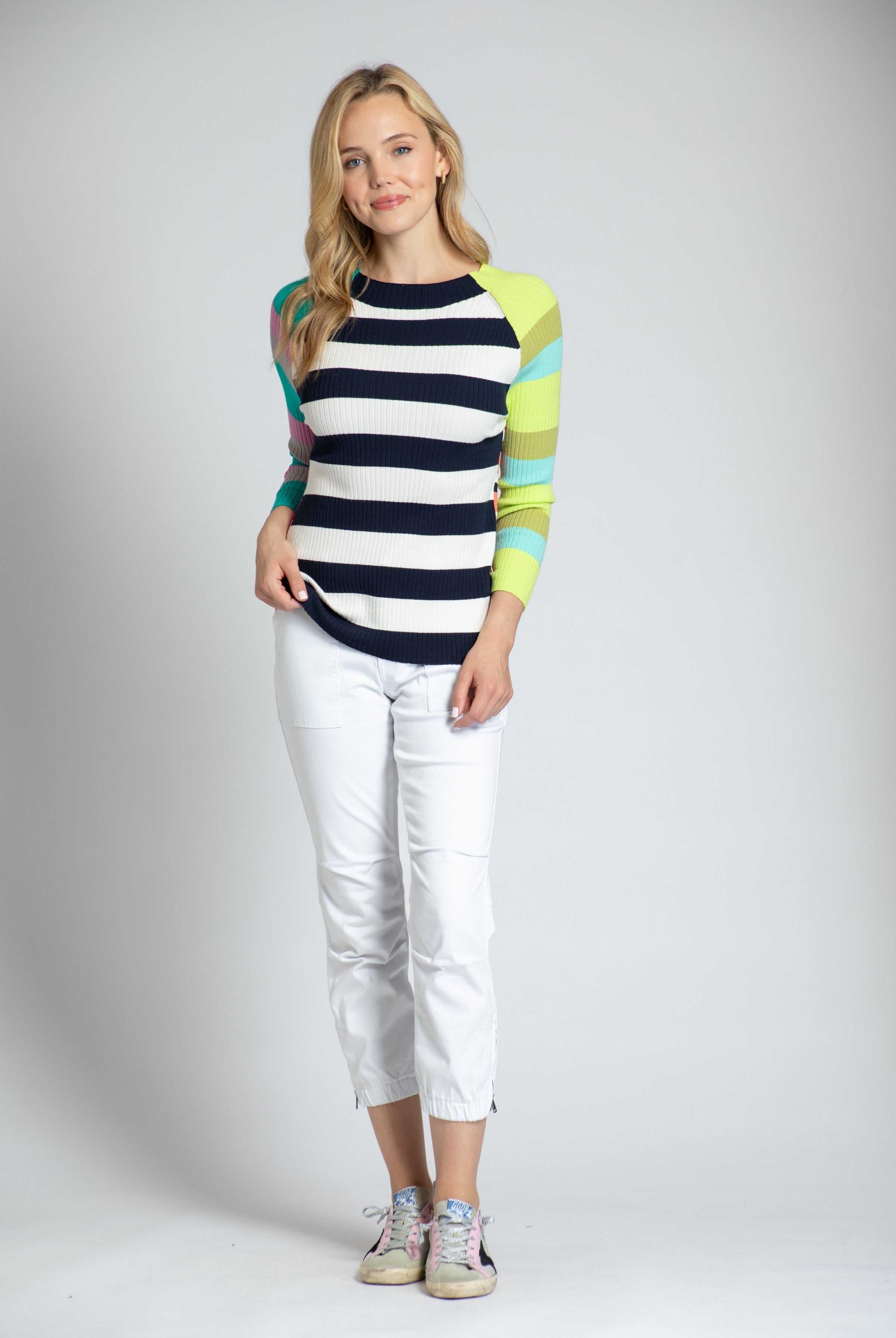  Mixed Stripe Rib Sweater