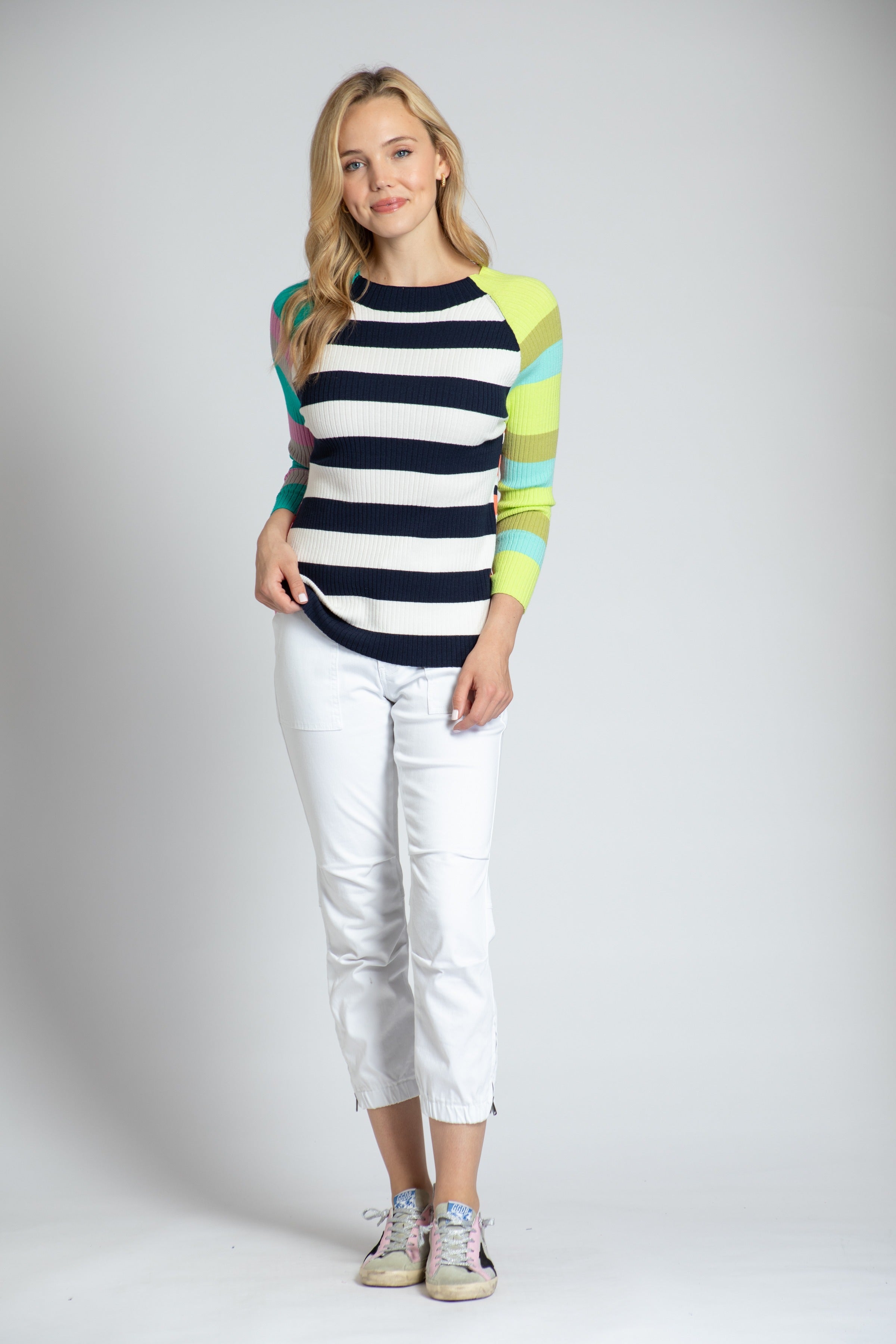  Mixed Stripe Rib Sweater