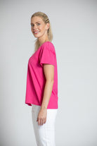 Short Sleeve V-Neck Pink Side APNY