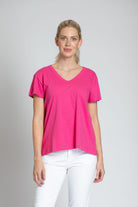 Short Sleeve V-Neck Pink Front APNY