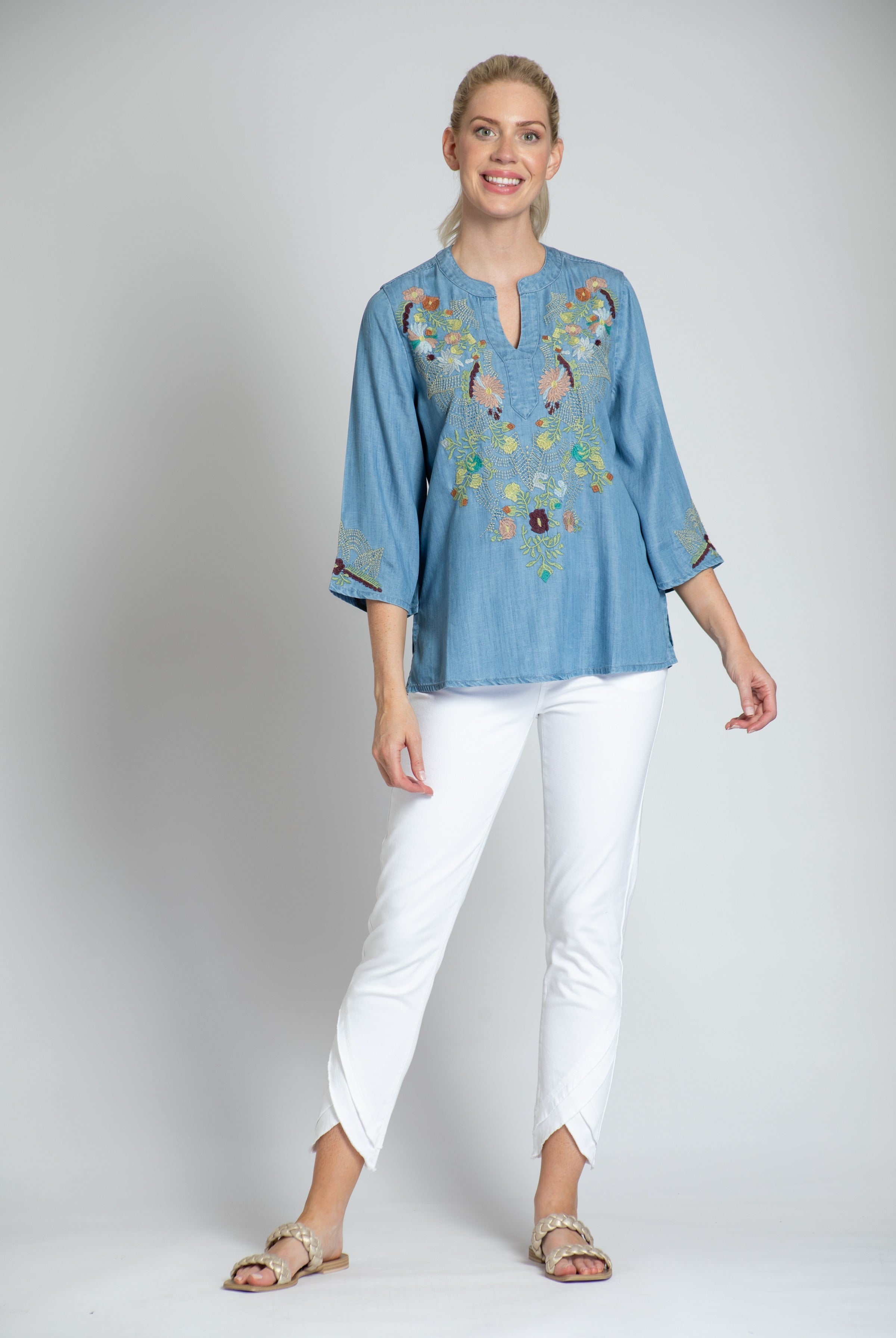  Asian Flair Tunic With Notch Neck