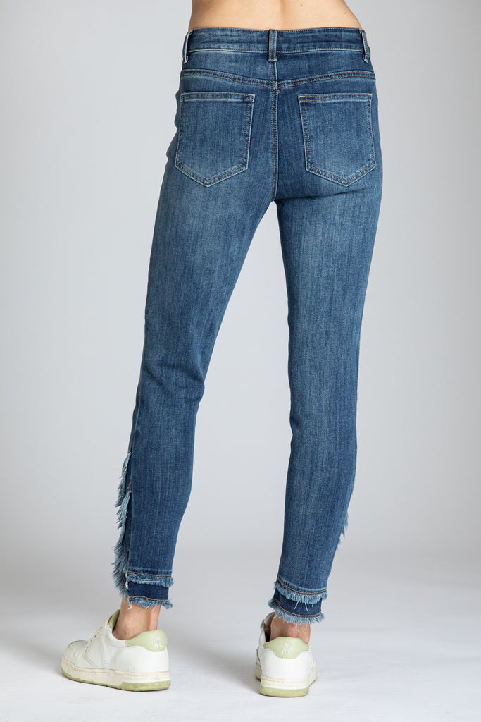 Liberty Double Layer Frayed Tulip Hem Skinny Ankle Medium Indigo Back APNY