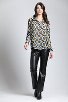 Silver & Gold Ikat - Button Up With Roll Up Sleeve
