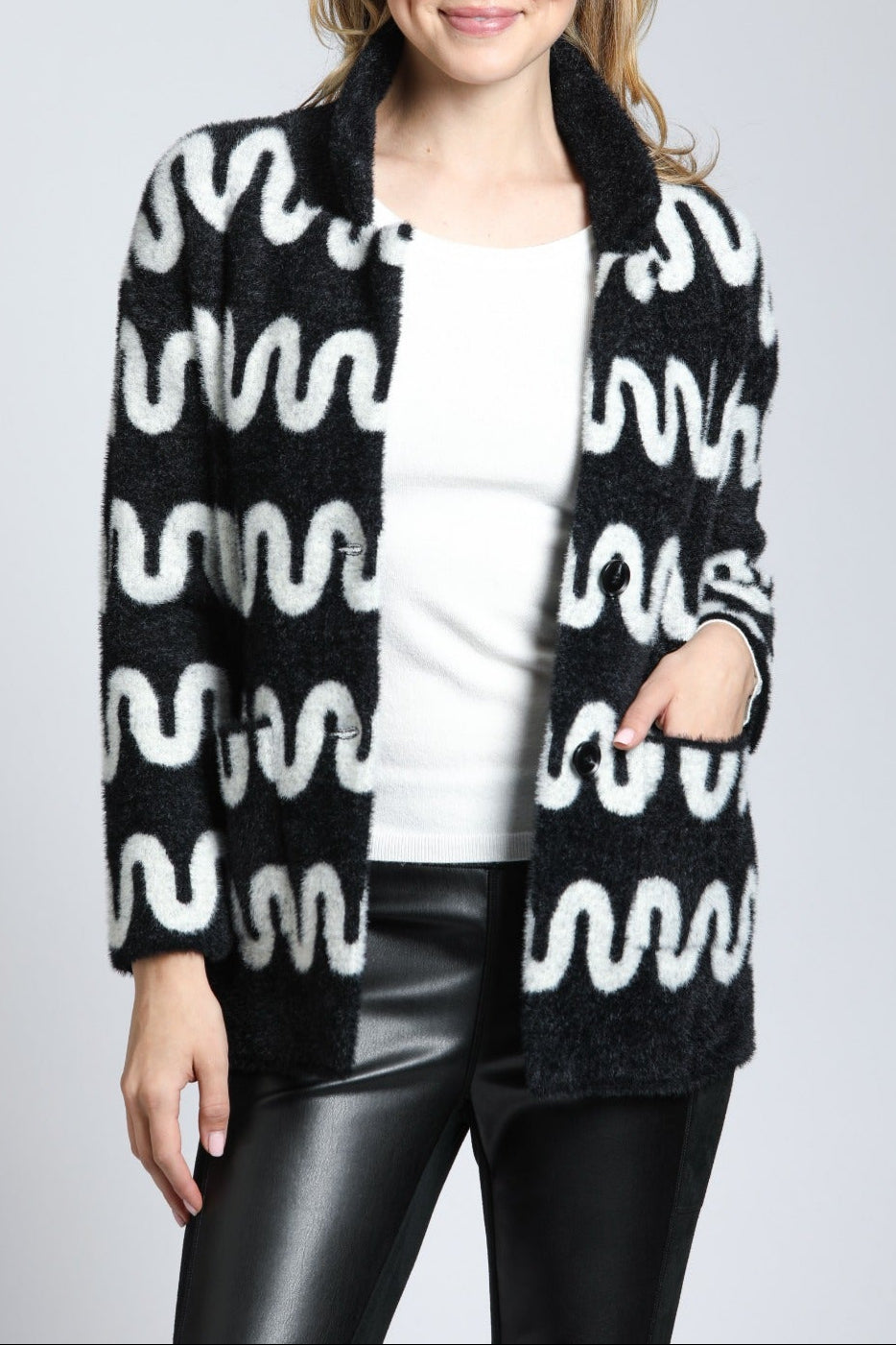  Cozy Coat with Squiggle Lines | front side