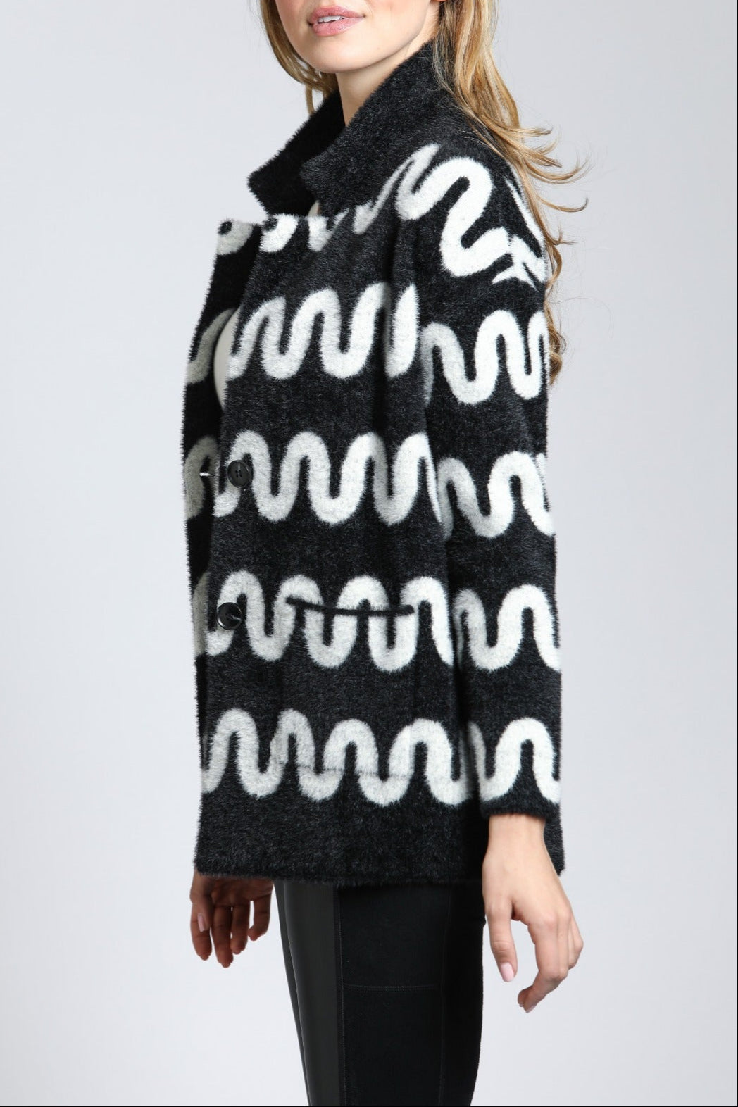  Cozy Coat with Squiggle Lines | left side