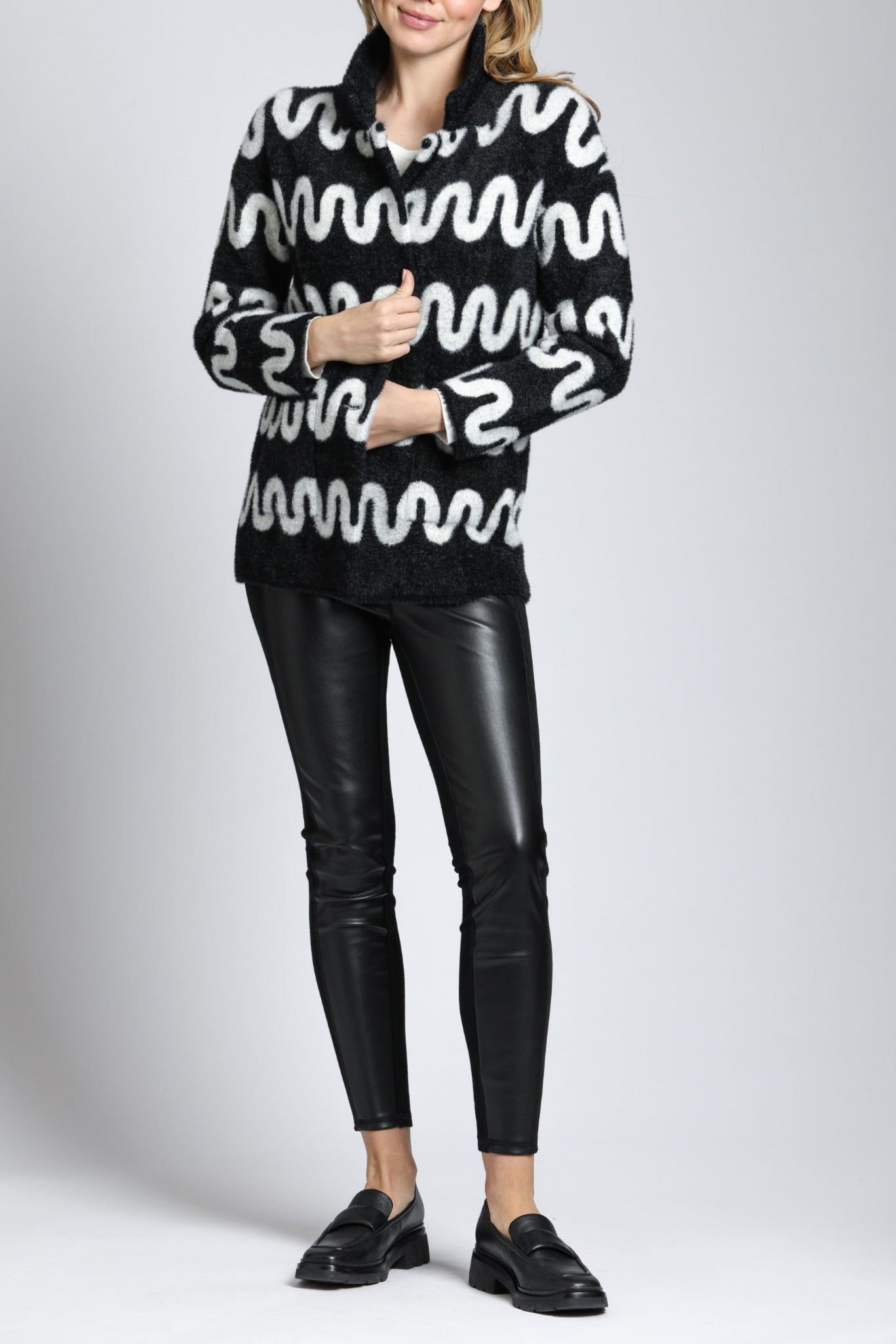  Cozy Coat with Squiggle Lines
