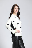 Polka Dot Sweater with Contrast Stitching | right side