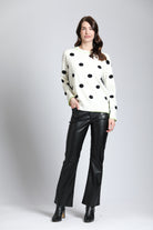 Polka Dot Sweater with Contrast Stitching | full side