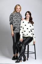 Polka Dot Sweater with Contrast Stitching