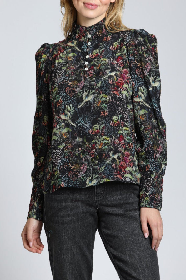 Winter Garden Pattern - Puff Sleeve Blouse | front side