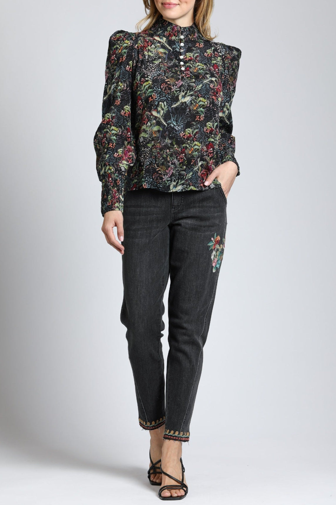 Winter Garden Pattern - Puff Sleeve Blouse | full