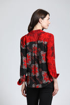 Red & Sable Watercolor Mix - Button Up Top| Back side