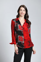 Red & Sable Watercolor Mix - Button Up Top 