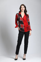 Red & Sable Watercolor Mix - Button Up Top 