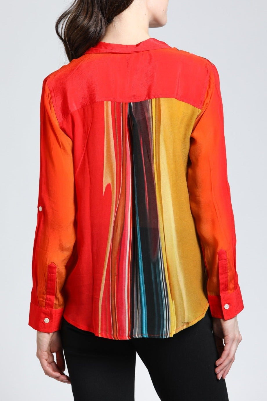 Horizontal Gradient Print  Button Up Top | Back side