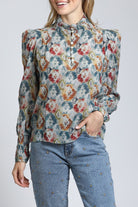 Harvest Ikat Print - Puff Sleeve Blouse | front side
