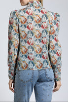 Harvest Ikat Print - Puff Sleeve Blouse | back side