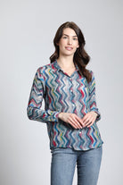 Chevron Print - Button-up Top | front side