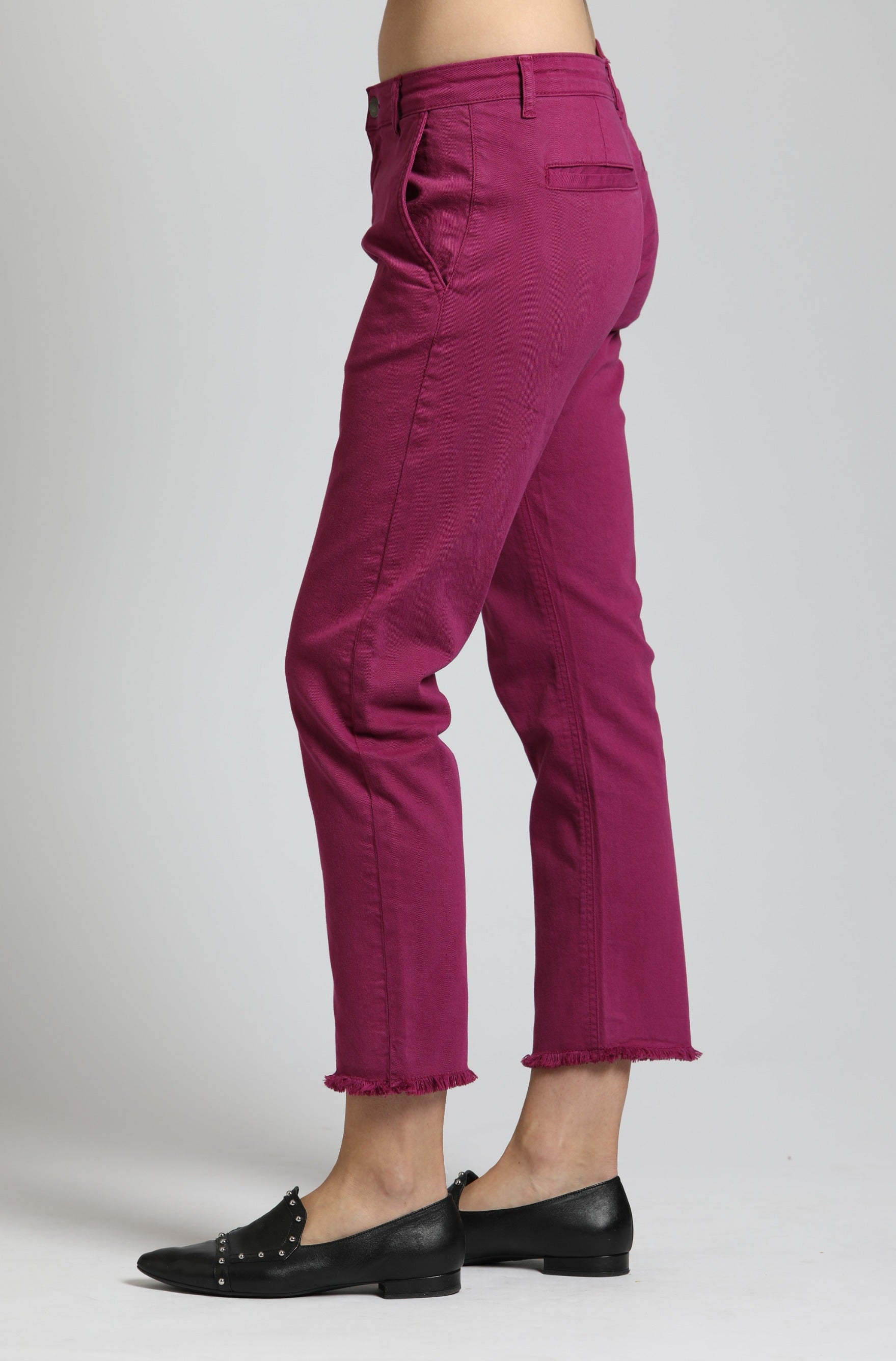 Trouser With Distressed Raw Hem | left side