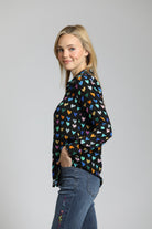 Mod Hearts Button-Up With Roll-Up Sleeve | left side