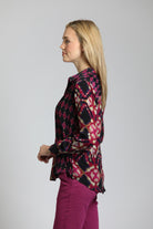 Double Diamond Print Button-Up Top | left side