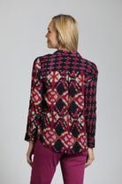 Double Diamond Print Button-Up Top | back side