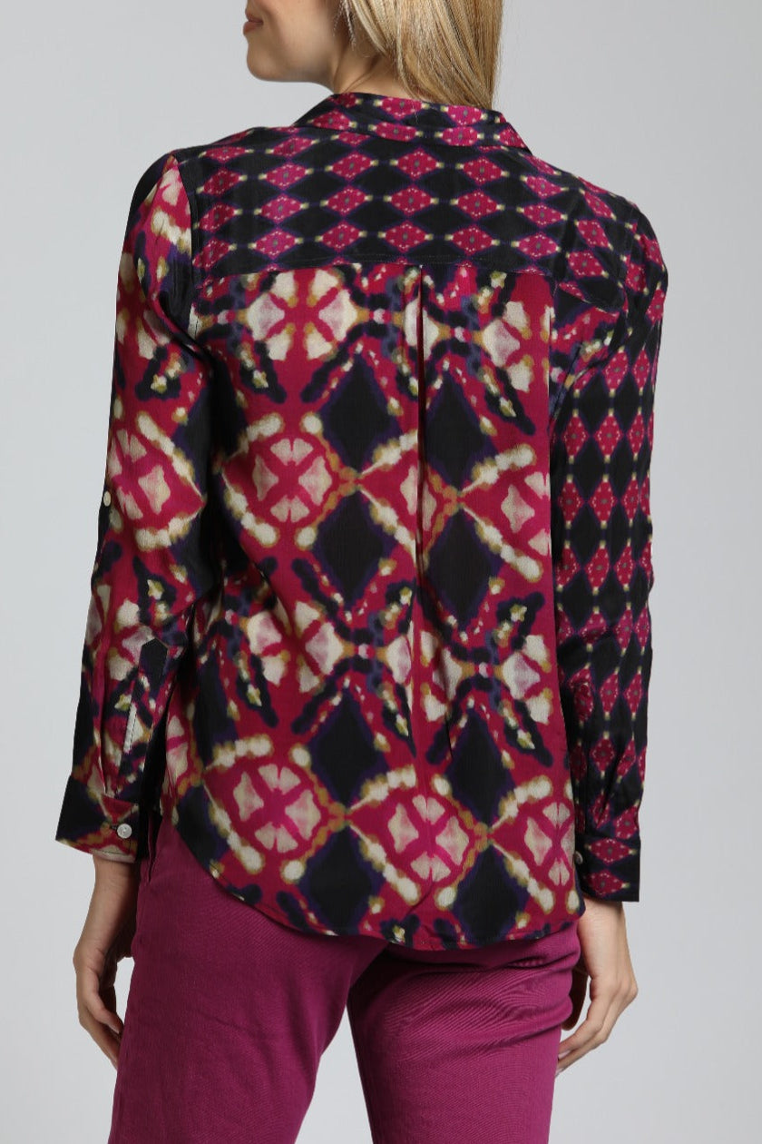 Double Diamond Print Button-Up Top | back side