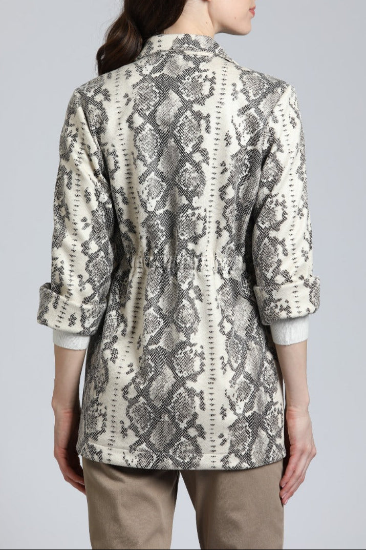 Python Vegan Leather Trench With Cinch Waist | back side
