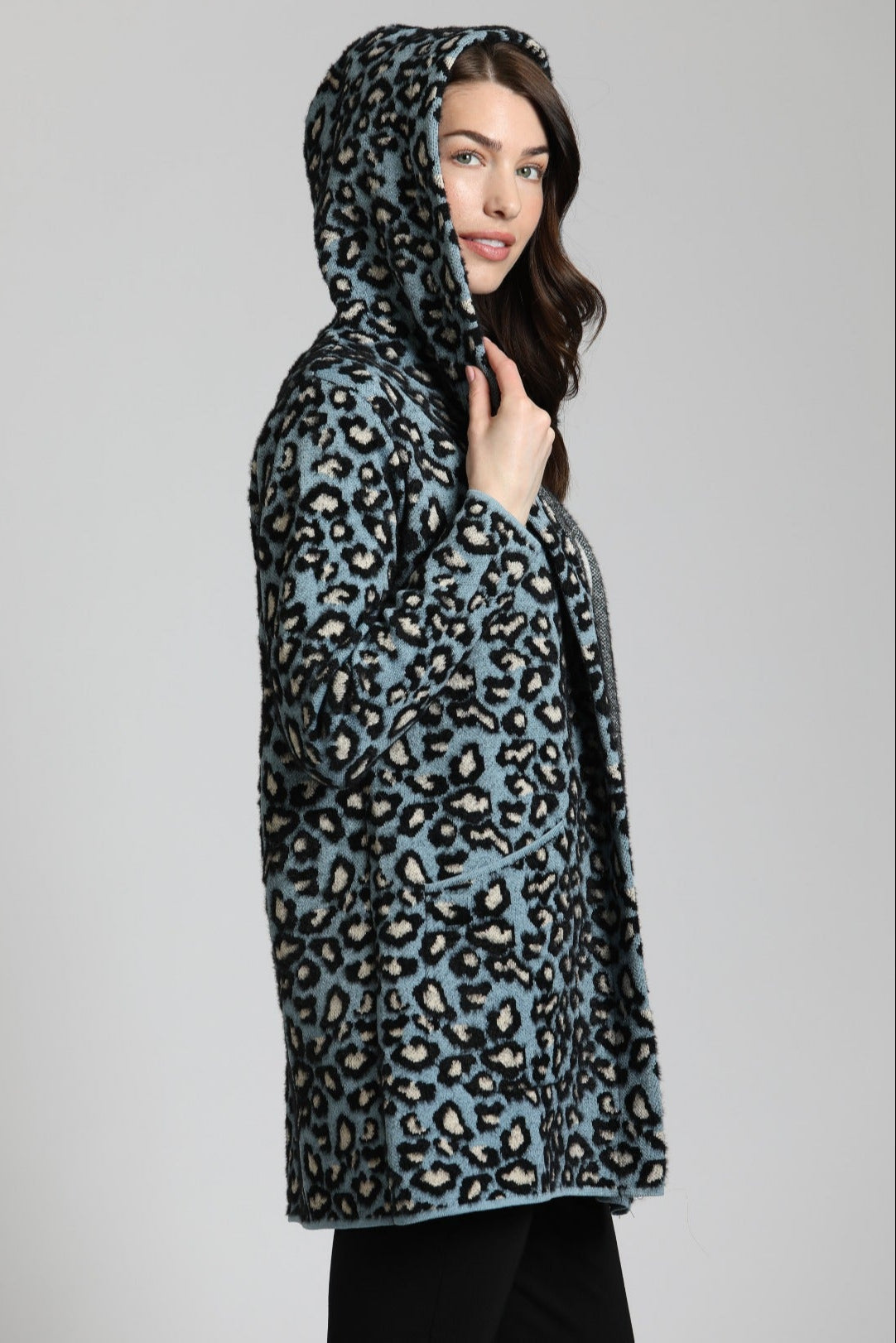 Open Front Plush Cozy Coat With Hoodie | right side