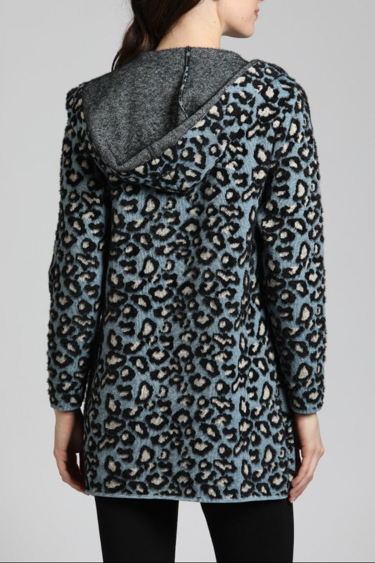 Open Front Plush Cozy Coat With Hoodie | back side