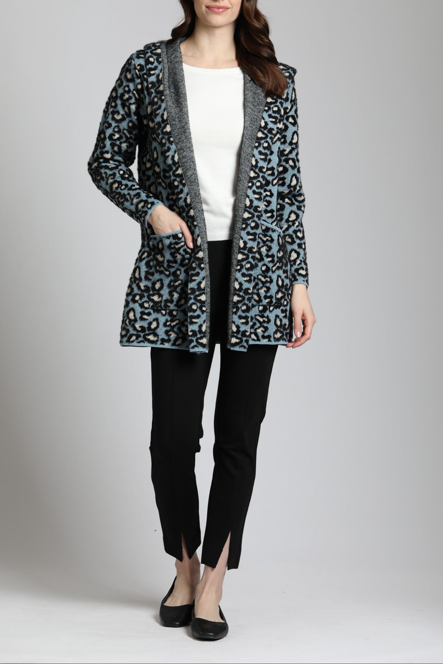 Open Front Plush Cozy Coat With Hoodie