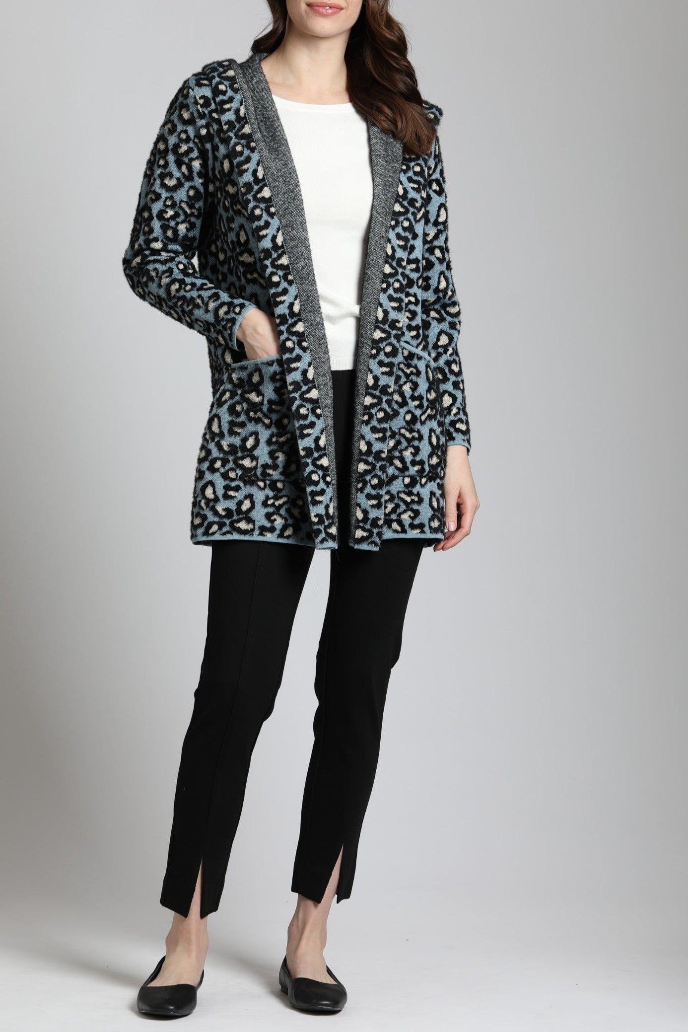 Open Front Plush Cozy Coat With Hoodie
