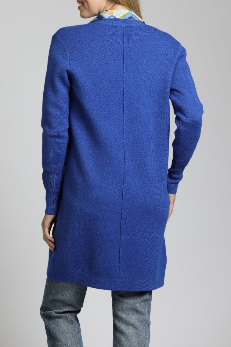 Cadet Blue Open Front Cardigan | back side