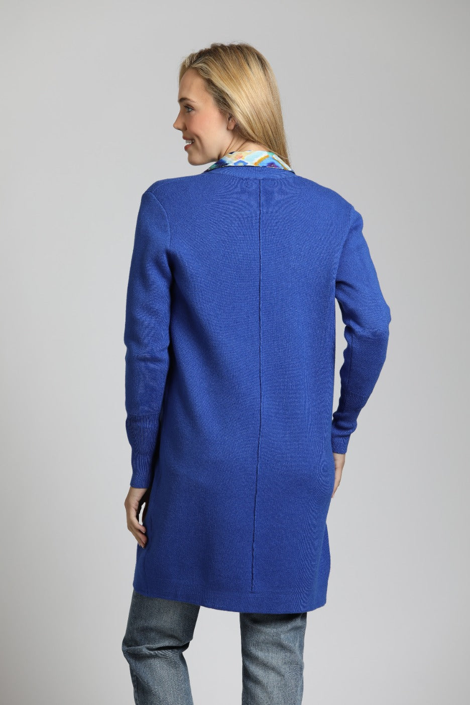 Cadet Blue Open Front Cardigan | back side