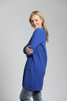 Cadet Blue Open Front Cardigan | left side
