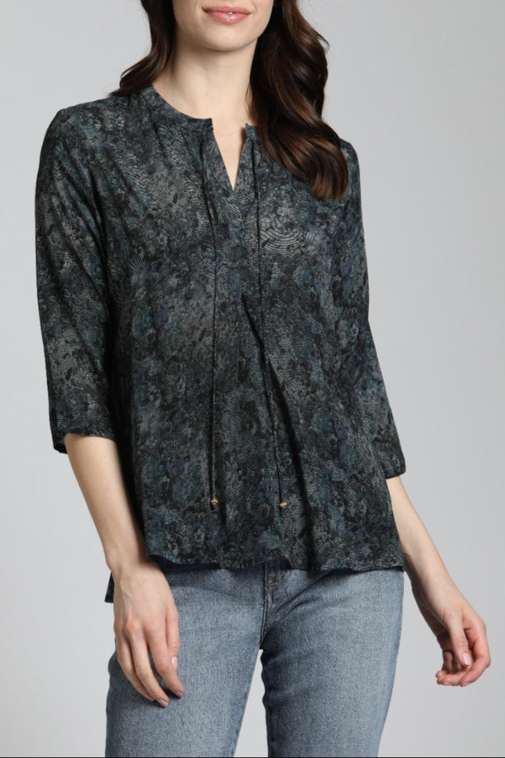 Dotted Floral Print - V Neck Tassel | Front side