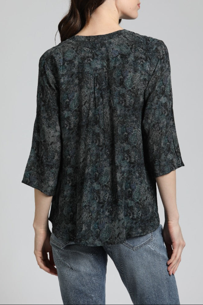 Dotted Floral Print - V Neck Tassel | back side