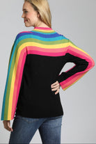 Rainbow Striped Funnel Neck Sweater | back side