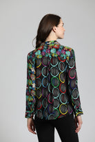 Colorful Patchwork Floral With Circles Print - Button Up Top  | back side