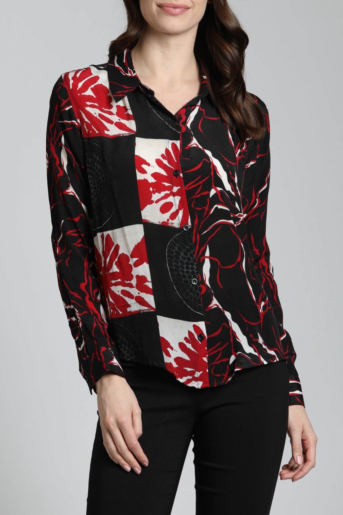 Abstract Brushstroke Patterns - Button Up Top | front side