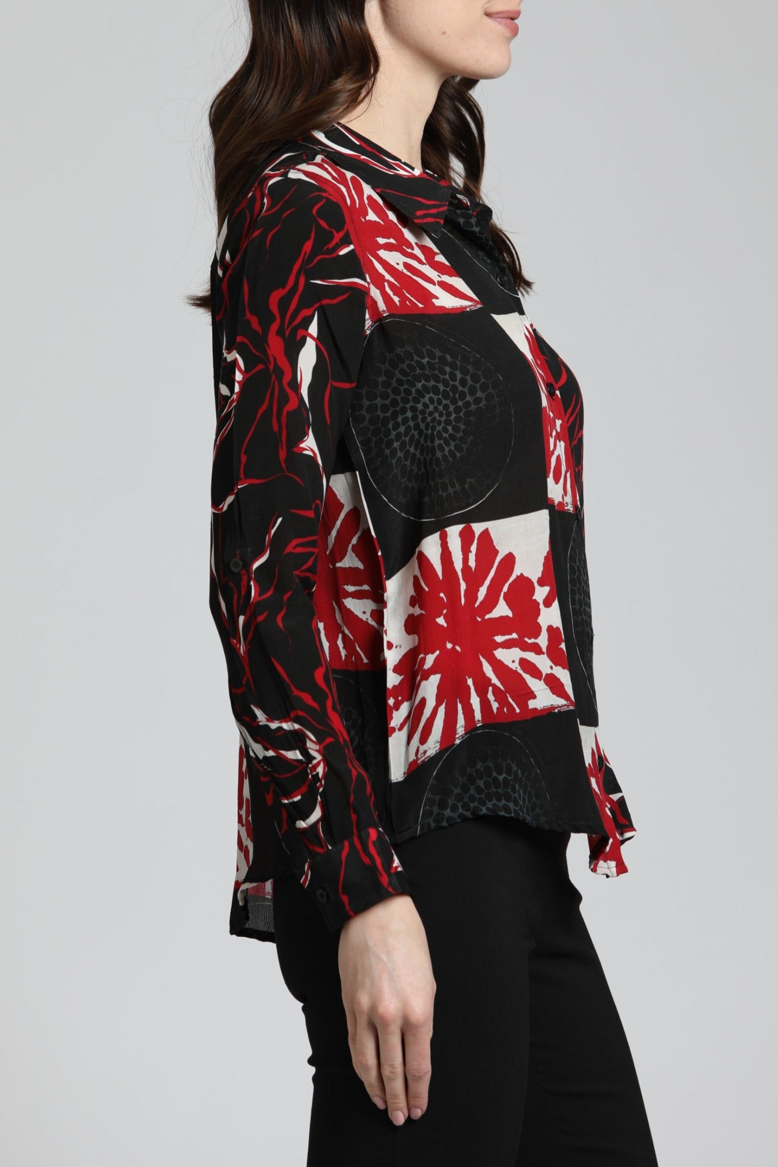 Abstract Brushstroke Patterns - Button Up Top |right side