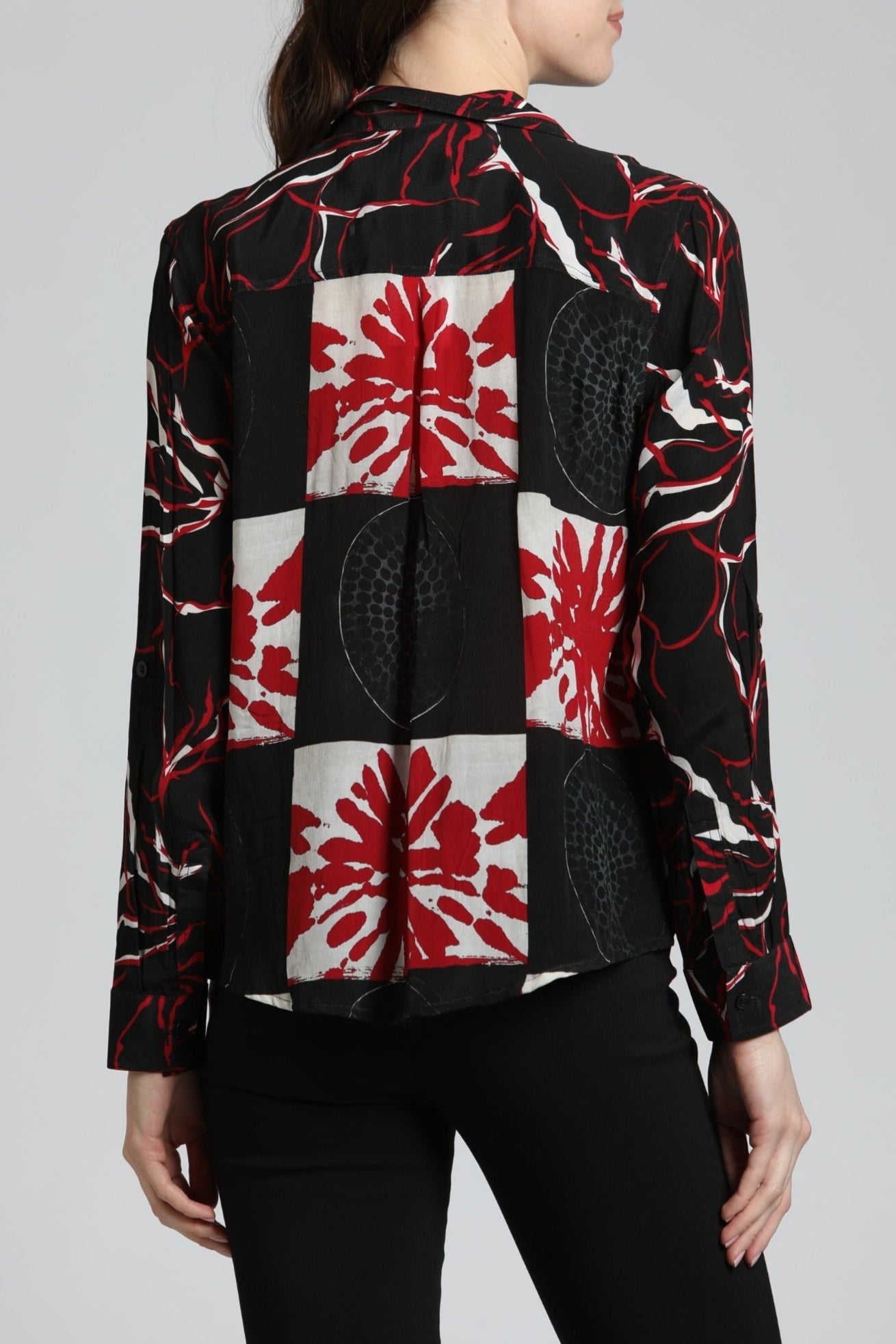 Abstract Brushstroke Patterns - Button Up Top | back side
