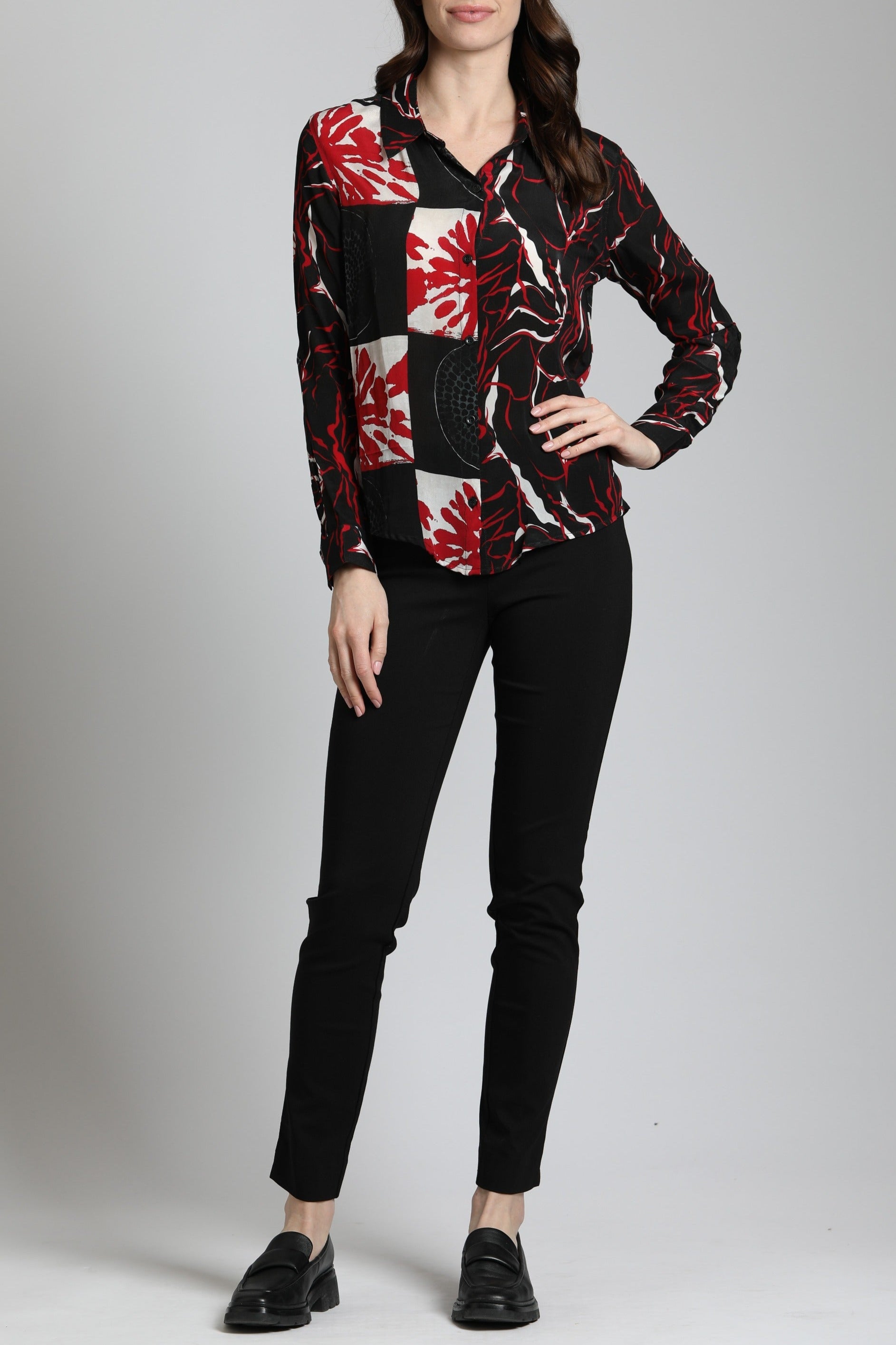Abstract Brushstroke Patterns - Button Up Top | full side
