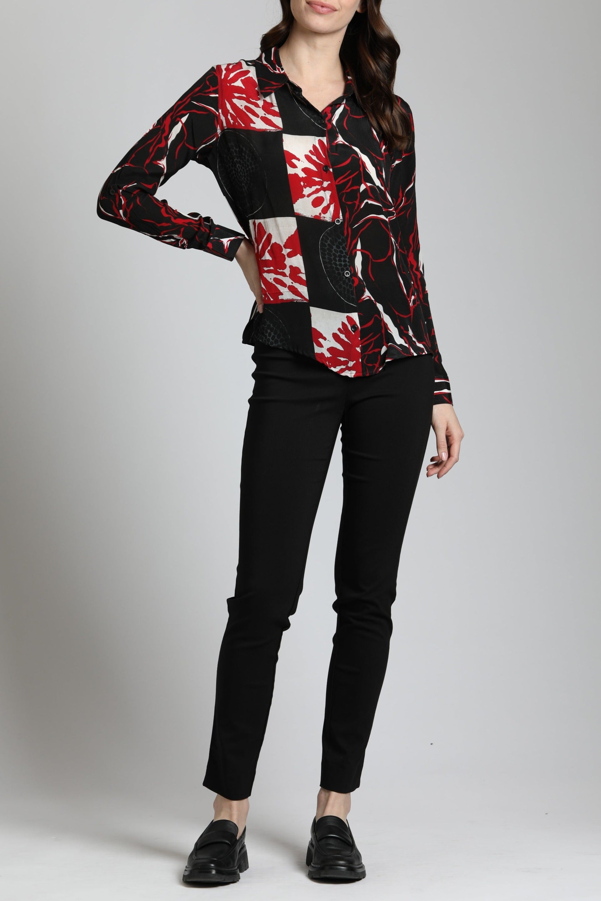 Abstract Brushstroke Patterns - Button Up Top