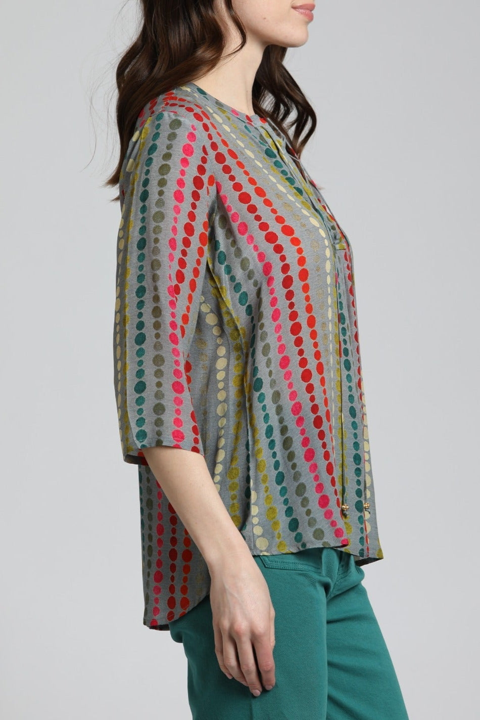 Brushstroke Dotted Line Print - V Neck Tassel  | right side