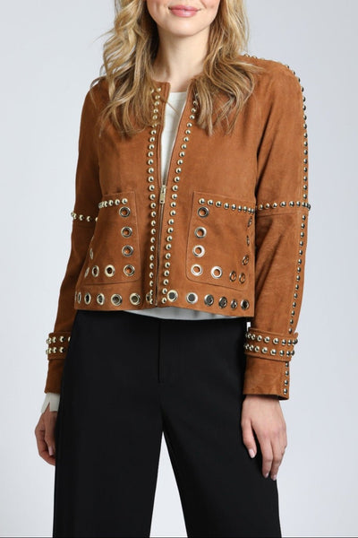 Goat Suede Jacket With Gold Grommet & Stud Detail – APNY
